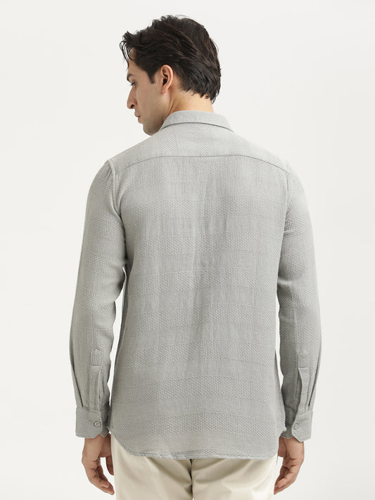 Textured Cotton Slim-Fit Shirt Grey