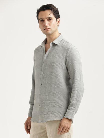 Textured Cotton Slim-Fit Shirt Grey