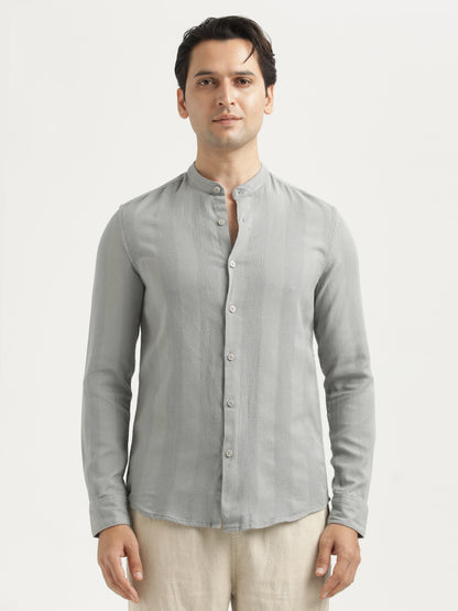 Self-Textured Cotton Shirt Grey