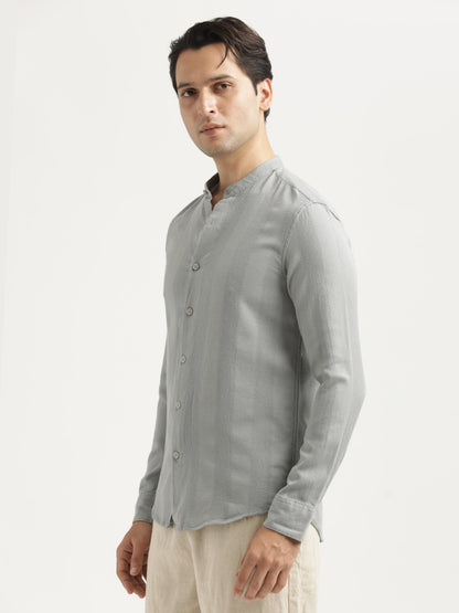 Self-Textured Cotton Shirt Grey