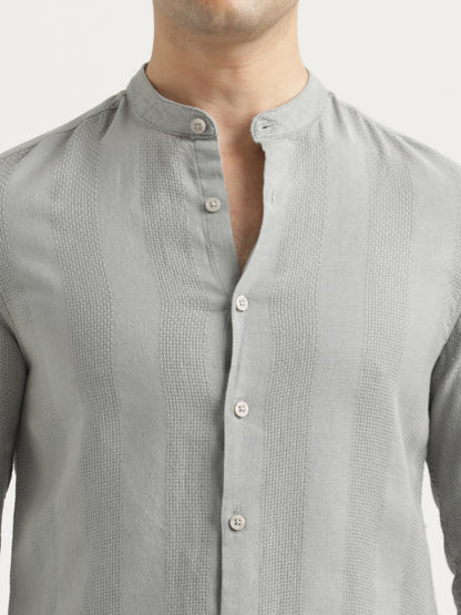 Self-Textured Cotton Shirt Grey
