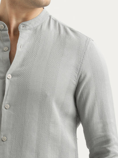 Self-Textured Cotton Shirt Grey