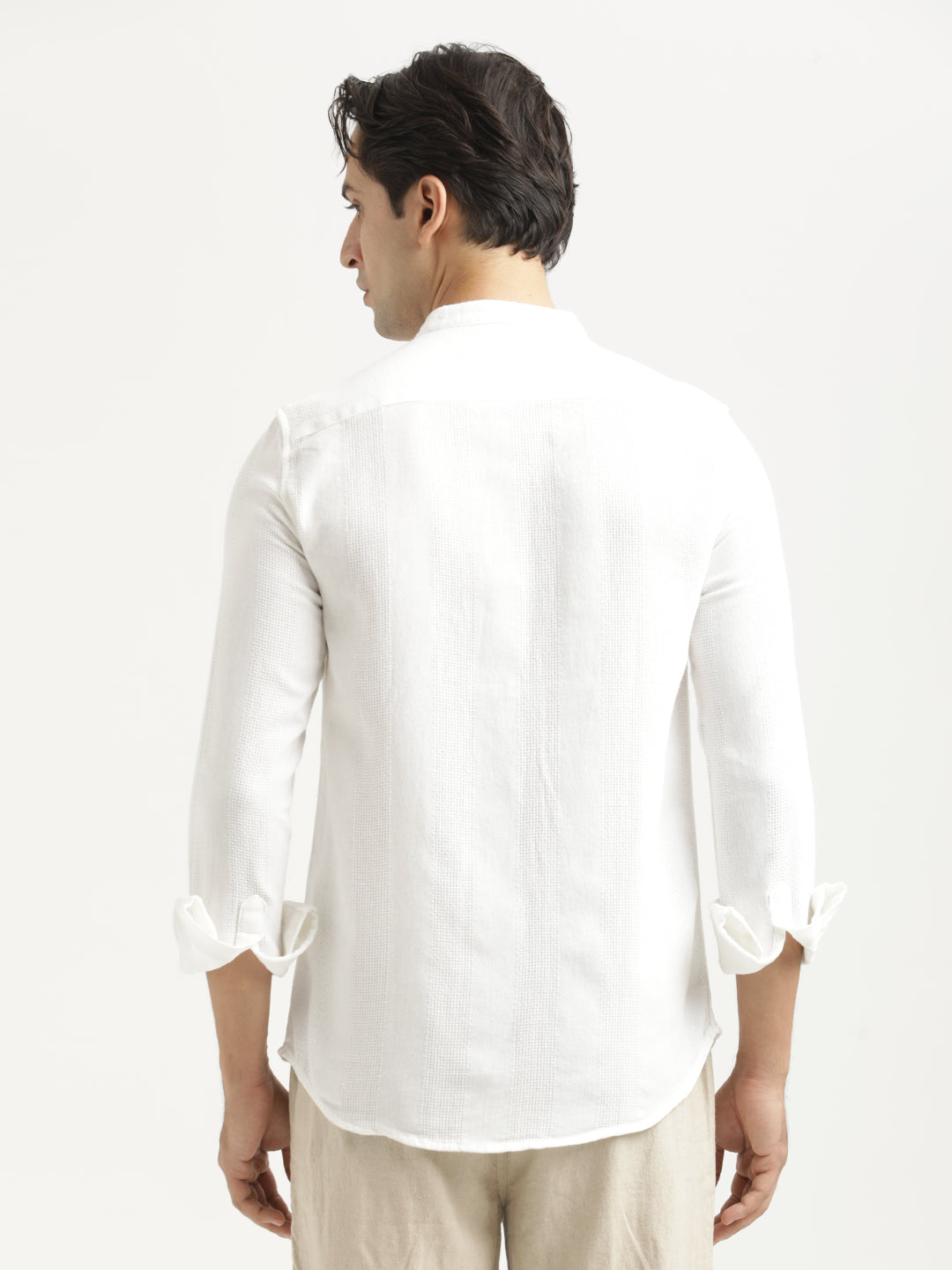 Self-Textured Cotton Shirt White