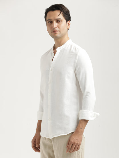 Self-Textured Cotton Shirt White
