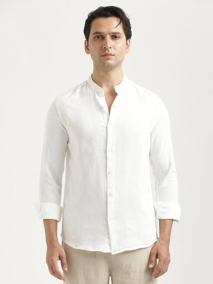 Self-Textured Cotton Shirt White