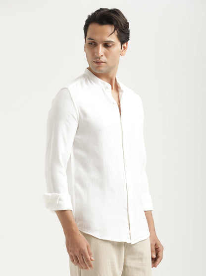 Self-Textured Cotton Shirt White