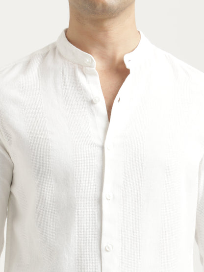 Self-Textured Cotton Shirt White