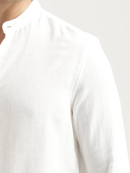 Self-Textured Cotton Shirt White