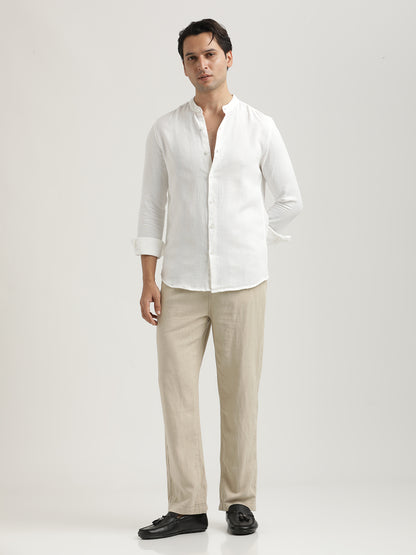 Self-Textured Cotton Shirt White