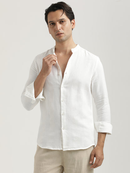 Self-Textured Cotton Shirt White