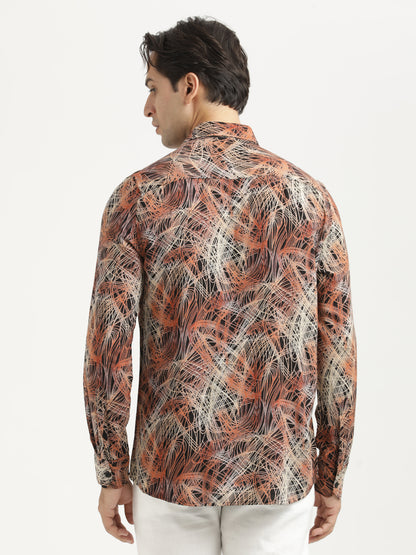 Printed Viscose Shirt Orange