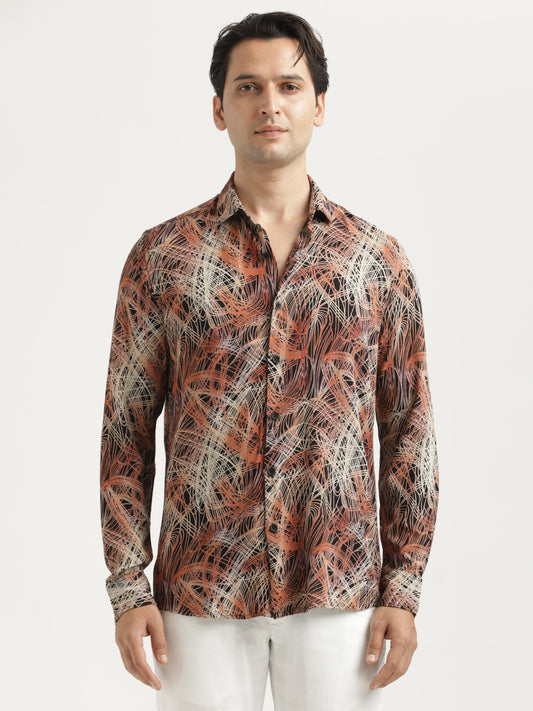 Printed Viscose Shirt Orange