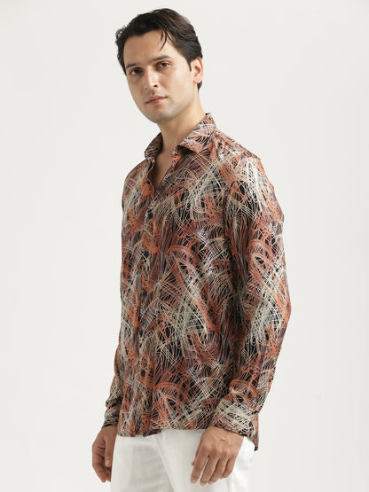 Printed Viscose Shirt Orange
