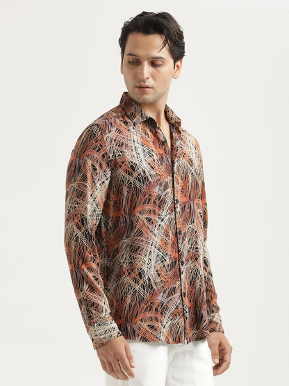 Printed Viscose Shirt Orange