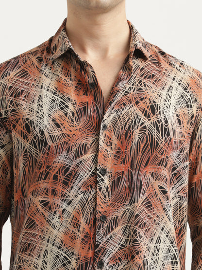 Printed Viscose Shirt Orange