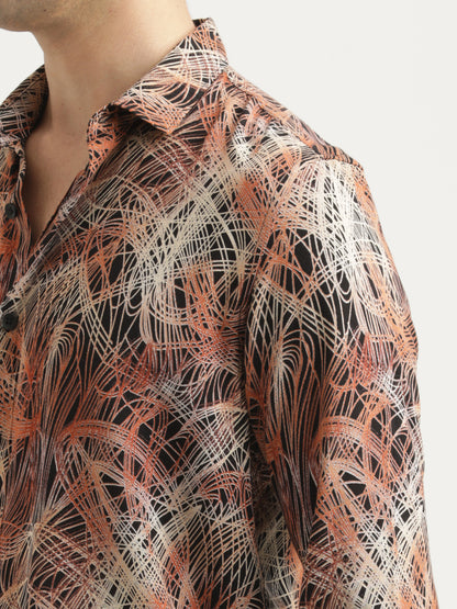 Printed Viscose Shirt Orange