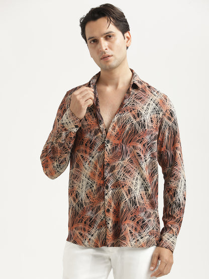 Printed Viscose Shirt Orange
