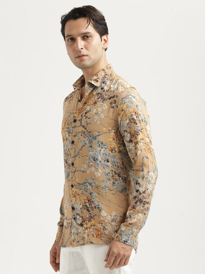 Printed Viscose Shirt Cream
