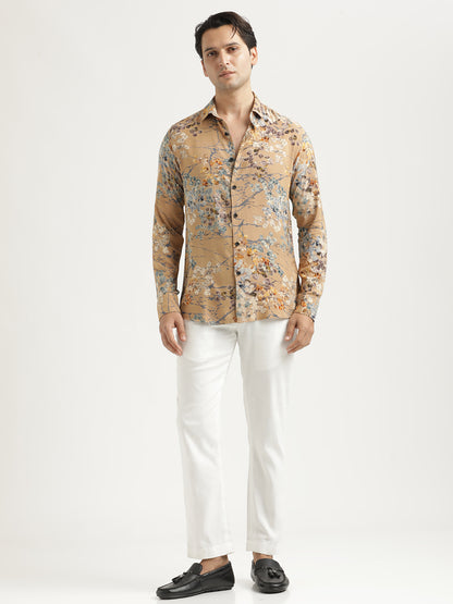 Printed Viscose Shirt Cream