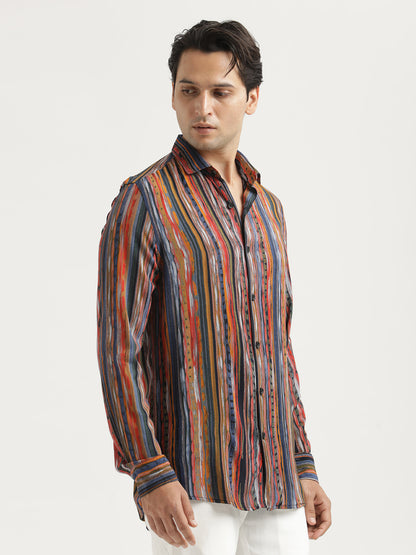 Printed Viscose Shirt Red