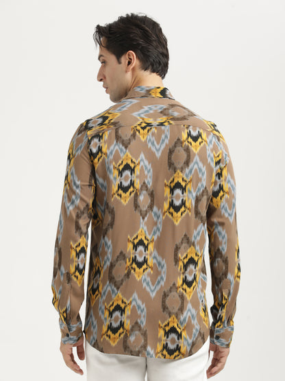 Printed Viscose Shirt Brown