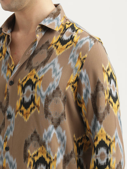 Printed Viscose Shirt Brown