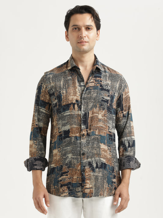 Printed Viscose Shirt Lt Grey
