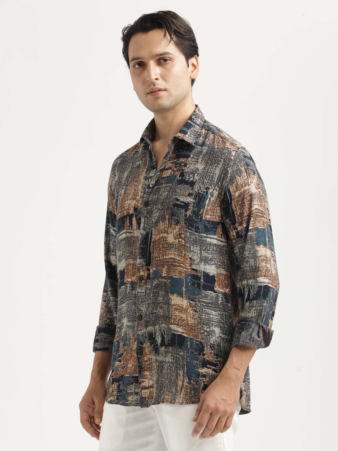 Printed Viscose Shirt Lt Grey