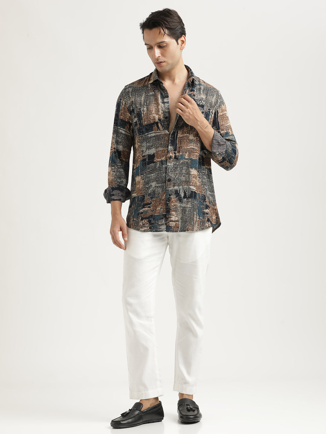 Printed Viscose Shirt Lt Grey