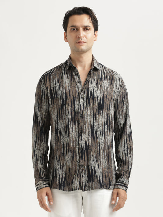 Printed Viscose Shirt Lt Beige