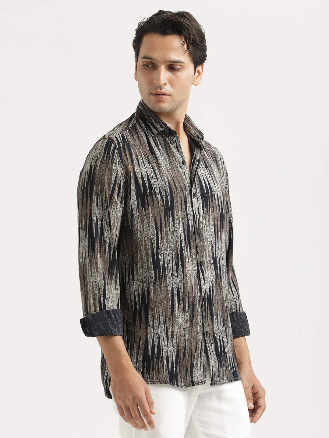 Printed Viscose Shirt Lt Beige