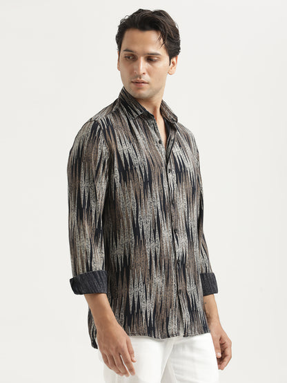 Printed Viscose Shirt Lt Beige