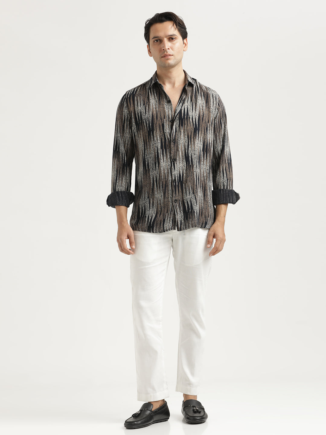 Printed Viscose Shirt Lt Beige