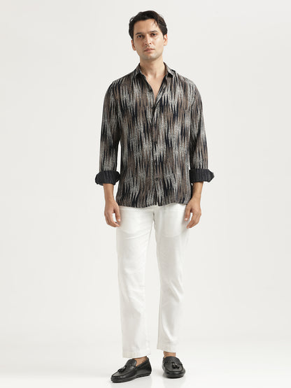 Printed Viscose Shirt Lt Beige