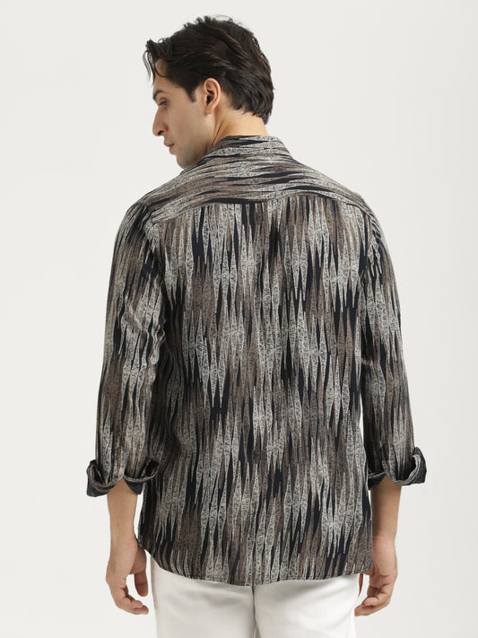 Printed Viscose Shirt Lt Beige