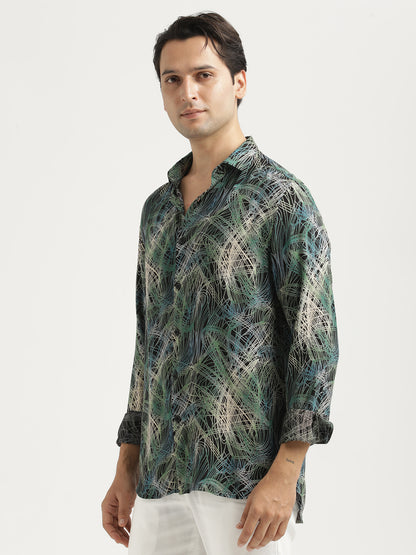 Printed Viscose Shirt Green