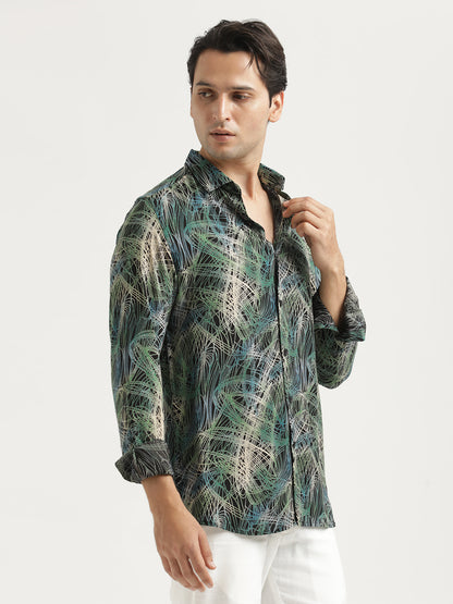 Printed Viscose Shirt Green
