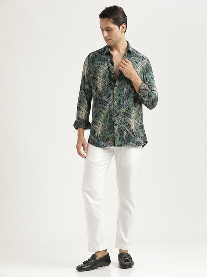 Printed Viscose Shirt Green