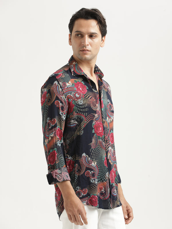 Printed Viscose Shirt Rose