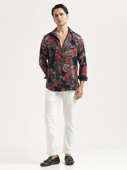 Printed Viscose Shirt Rose