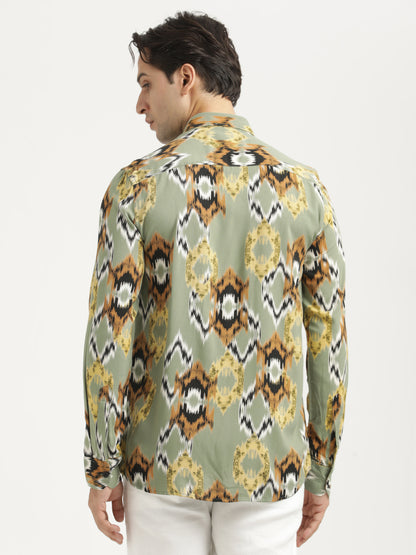 Printed Viscose Shirt Parrot Green
