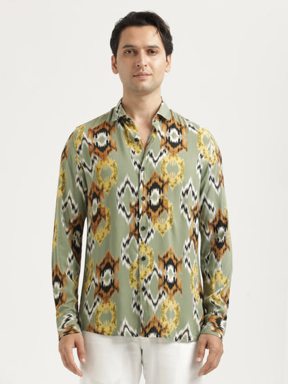 Printed Viscose Shirt Parrot Green