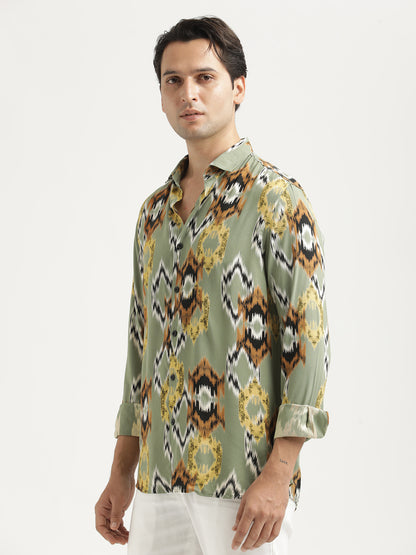 Printed Viscose Shirt Parrot Green