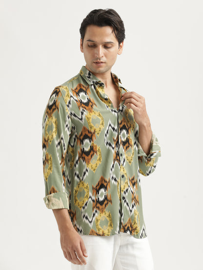 Printed Viscose Shirt Parrot Green