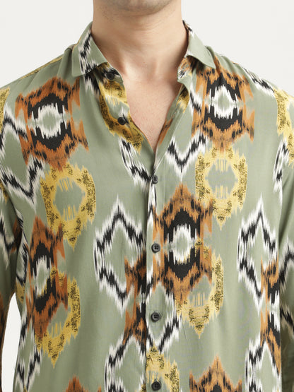 Printed Viscose Shirt Parrot Green
