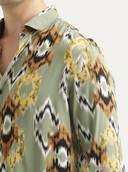 Printed Viscose Shirt Parrot Green