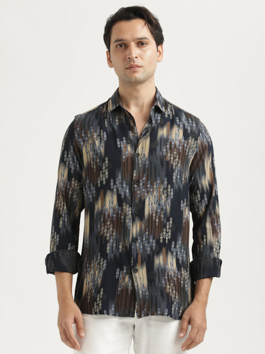 Printed Viscose Shirt Black