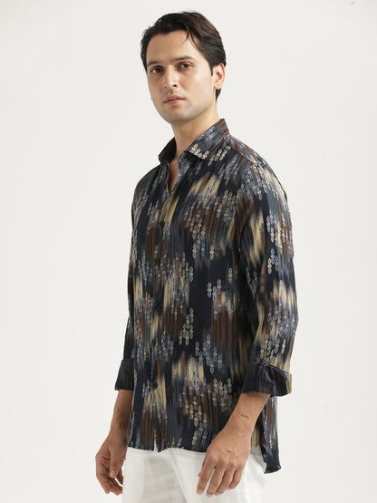 Printed Viscose Shirt Black
