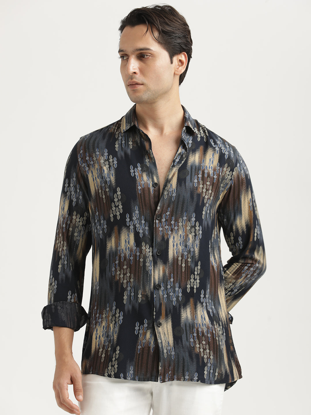 Printed Viscose Shirt Black