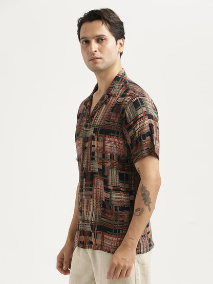 Printed Resort Shirt Maroon